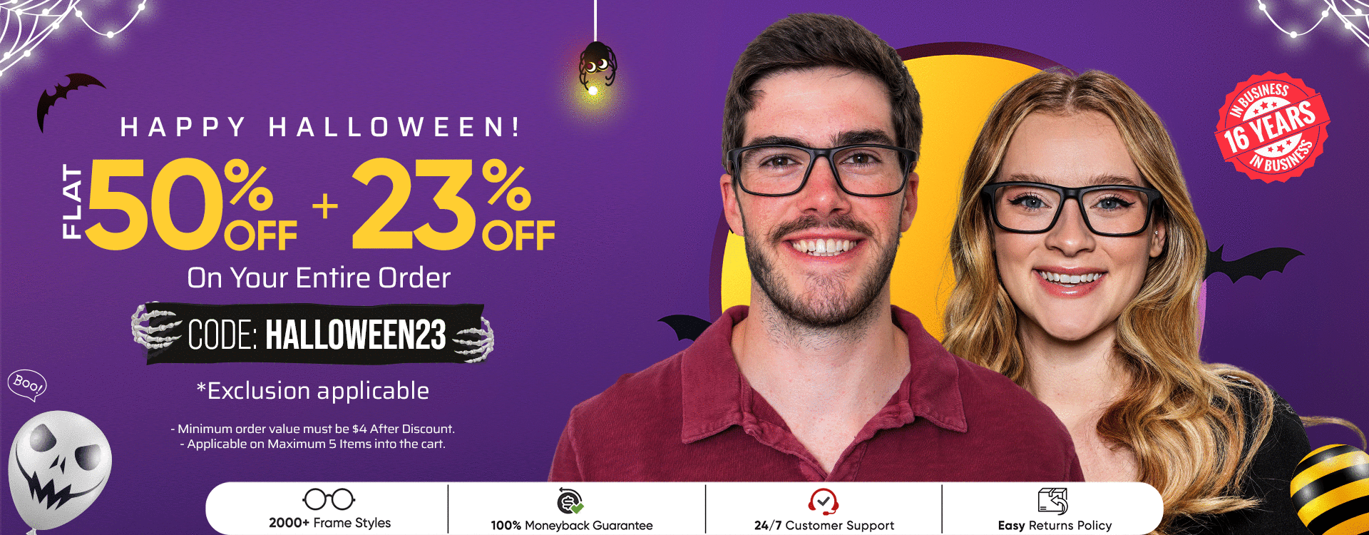 FLAT 50 + 23% Discount On The Entire Order CODE: HALLOWEEN23